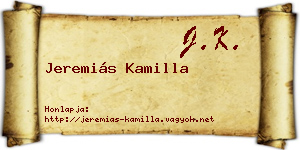 Jeremiás Kamilla névjegykártya